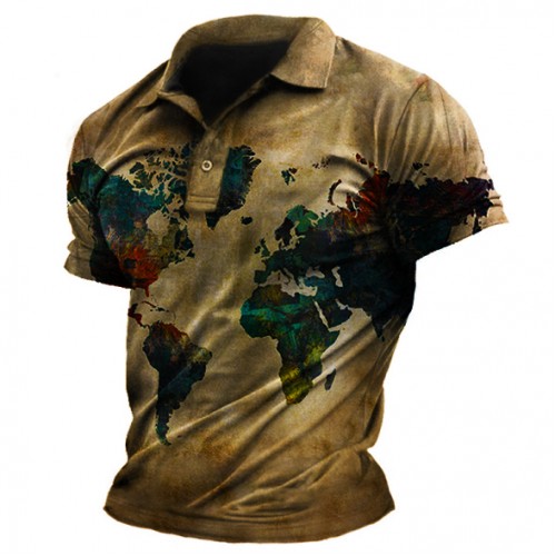 Printed casual collar lapel shirt T-shirt HF2301-04-03 Printed casual collar lapel shirt T-shirt HF2301-04-03