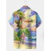 "Classic Hula" Tahiti Hula Dancer Print Short Sleeve Polo Shirt